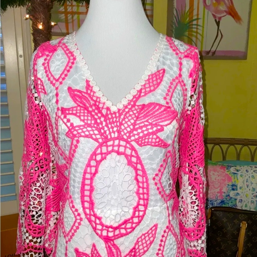 Lilly Pulitzer NWT 🦄 Lottie Romper Pink Juice Stand Crochet $278 Size 00 🦄 - Picture 12 of 15